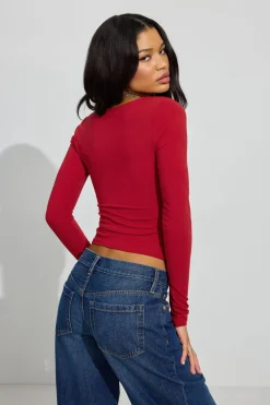 Sale Addison Square Neck Top Long Sleeve Tops
