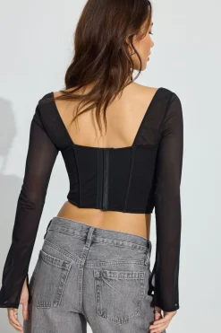 Sale Aria Long Sleeve Bustier Top Long Sleeve Tops