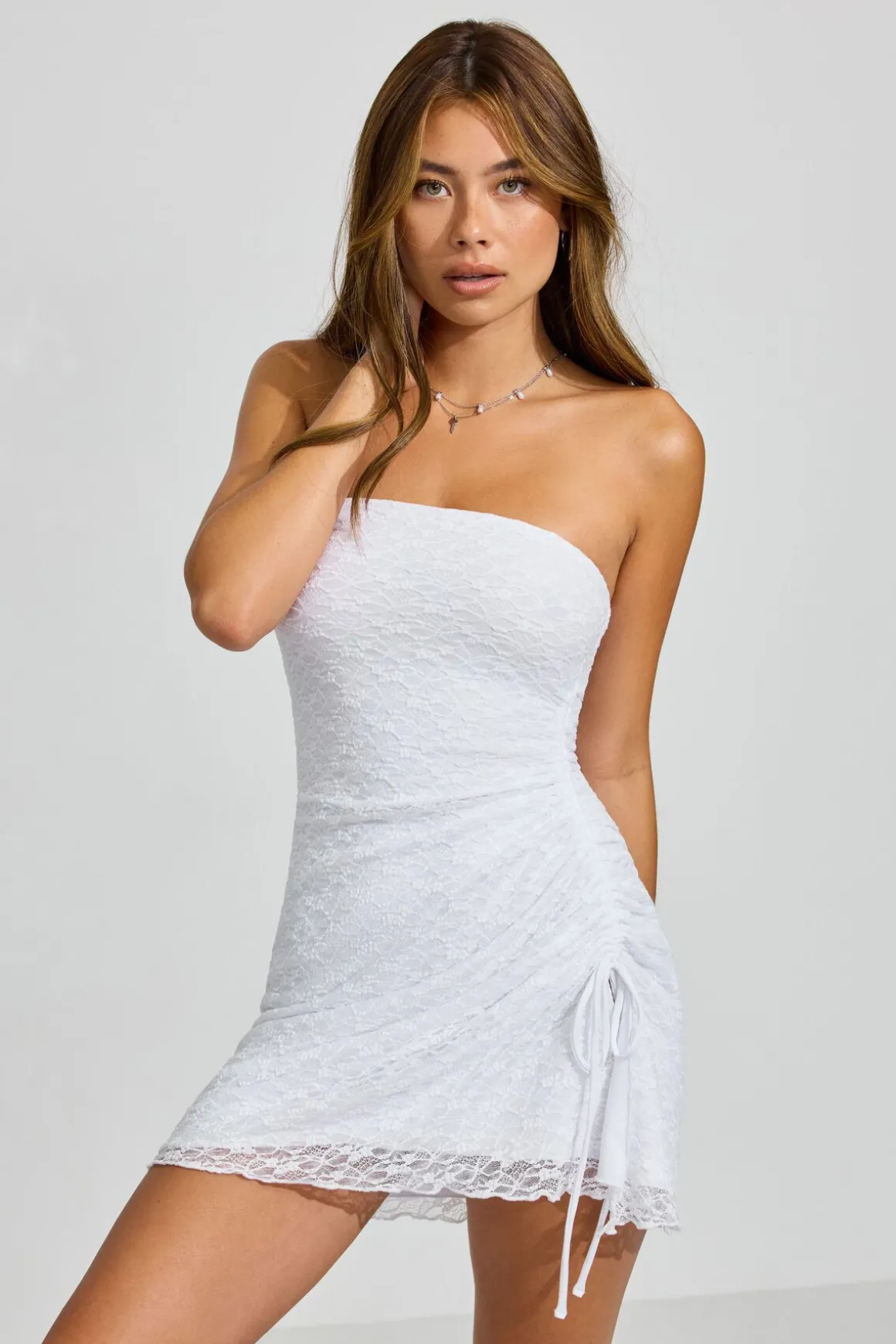 New Asymmetric Lace Mini Dress Dresses