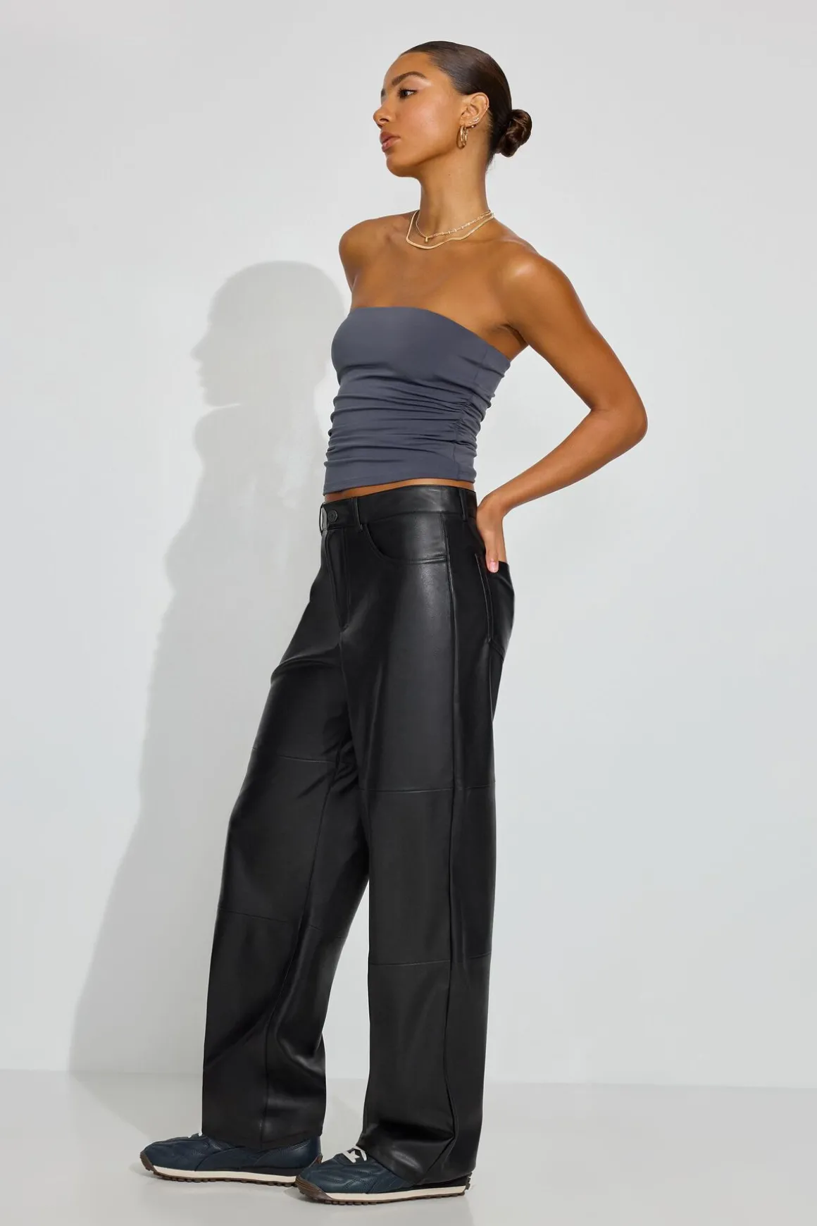 Outlet Baggy Faux-Leather Pants Pants