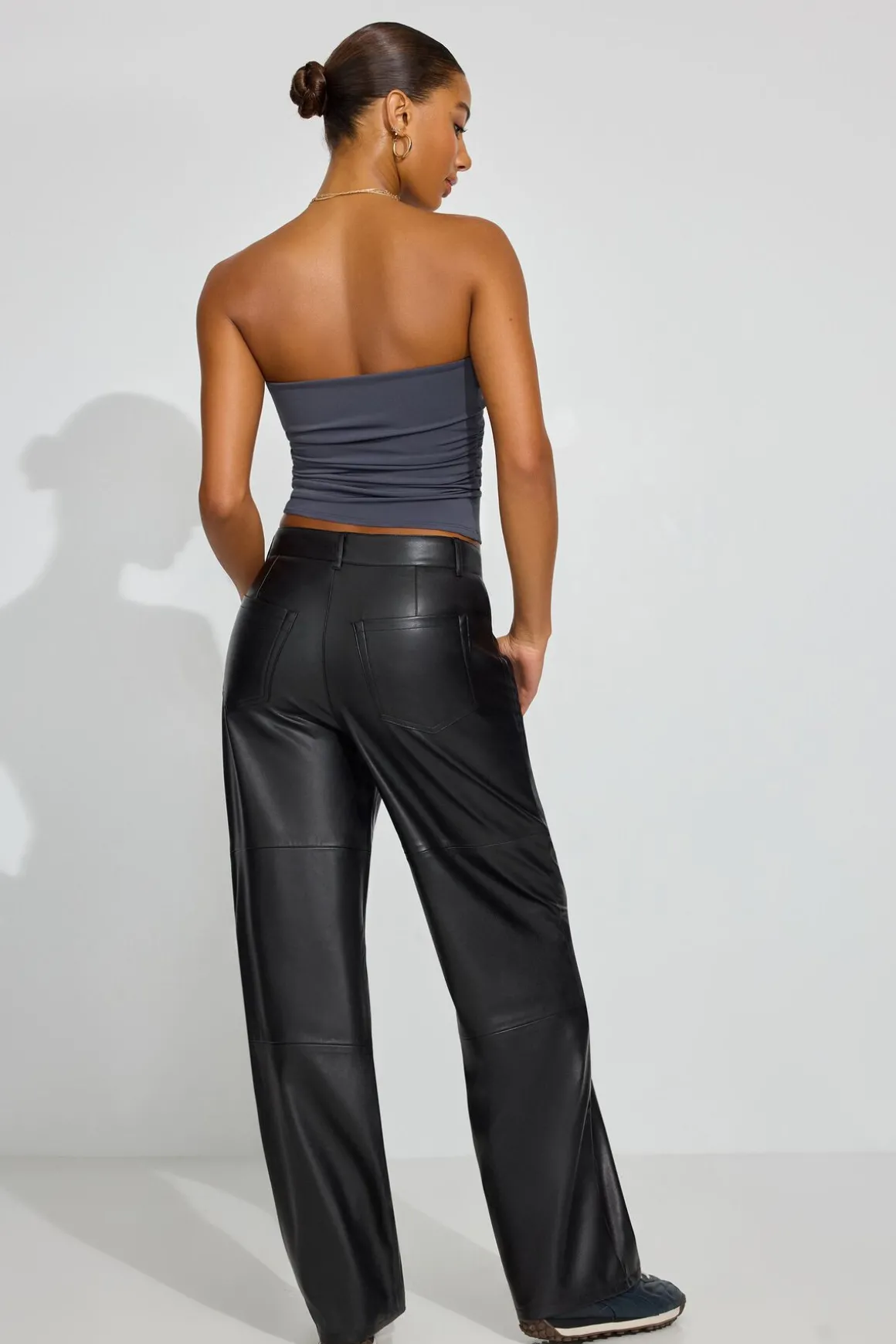 Outlet Baggy Faux-Leather Pants Pants