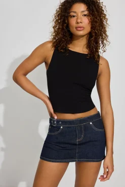 Fashion Belted Denim Micro Skort Shorts & Skirts|Jean Skirts