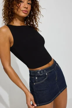 Fashion Belted Denim Micro Skort Shorts & Skirts|Jean Skirts