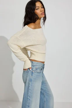 Sale Bouclé Boat Neck Sweater Sweaters & Cardigans|Long Sleeve Tops