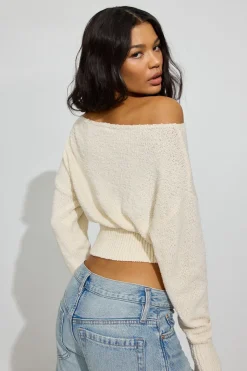 Sale Bouclé Boat Neck Sweater Sweaters & Cardigans|Long Sleeve Tops