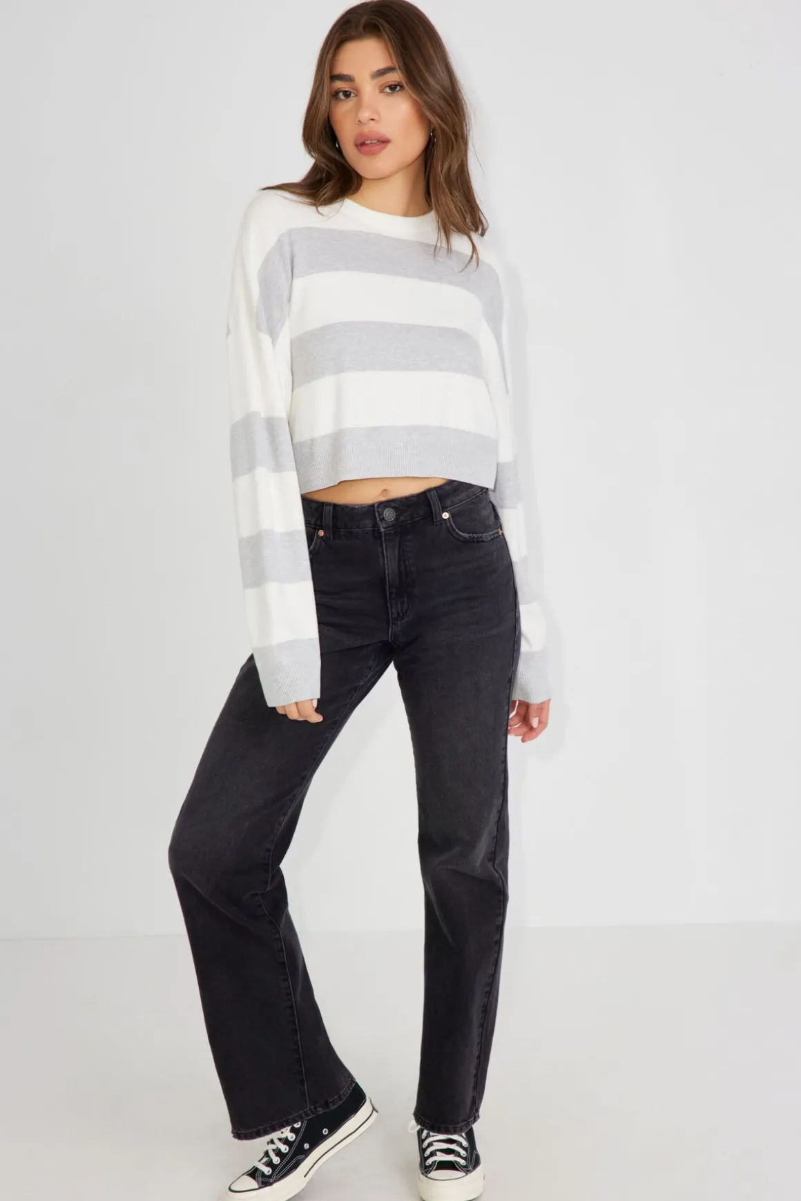Clearance Boxy Stripe Sweater Sweaters & Cardigans|Long Sleeve Tops