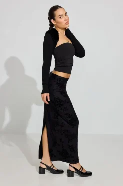 Sale Burnout Velvet Maxi Skirt Shorts & Skirts
