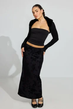 Sale Burnout Velvet Maxi Skirt Shorts & Skirts