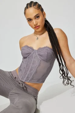 Discount Chrishell Lace Mesh Bustier Tank Tops