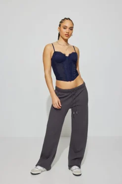 Online Chrishell Lace Mesh Bustier Tank Tops