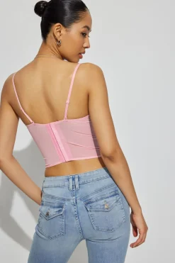 Discount Chrishell Lace Mesh Bustier Tank Tops