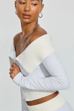 Clearance Combo Off Shoulder Zip Up Fleece|Hoodies & Sweatshirts