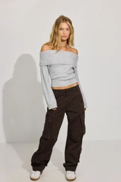 Best Cozy Loose Off Shoulder Sweater Sweaters & Cardigans|Long Sleeve Tops