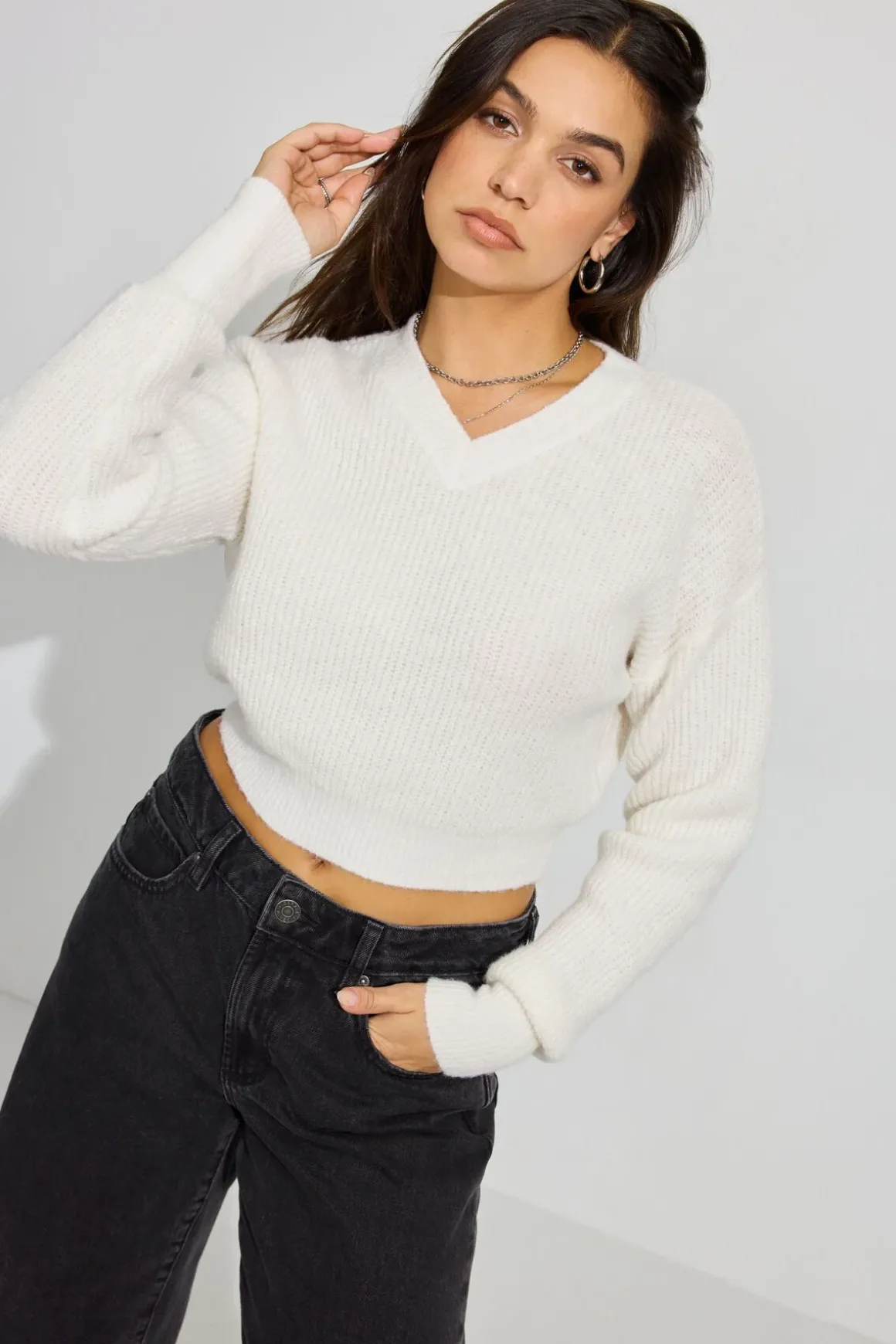 Online Cozy V Neck Sweater Tops|Sweaters & Cardigans