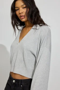 Outlet Cropped Boxy Polo Top Sweaters & Cardigans|Long Sleeve Tops