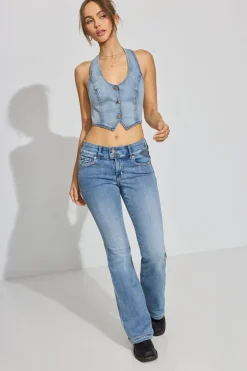 Discount Denim Halter Vest Tank Tops