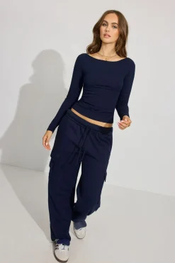 Cheap Estelle Long Sleeve Boatneck Top Long Sleeve Tops