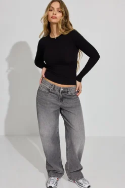 Cheap Estelle Ribbed Long Sleeve T Shirt Tops|Long Sleeve Tops