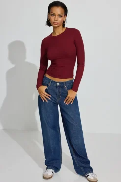 Hot Estelle Ribbed Long Sleeve T Shirt Tops|Long Sleeve Tops