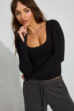Best Sale Extreme Scoop Neck Long Sleeve Top Long Sleeve Tops
