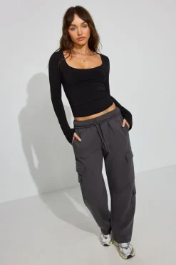 Best Sale Extreme Scoop Neck Long Sleeve Top Long Sleeve Tops