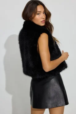 Outlet Faux Fur Vest Cropped Jackets|Vests