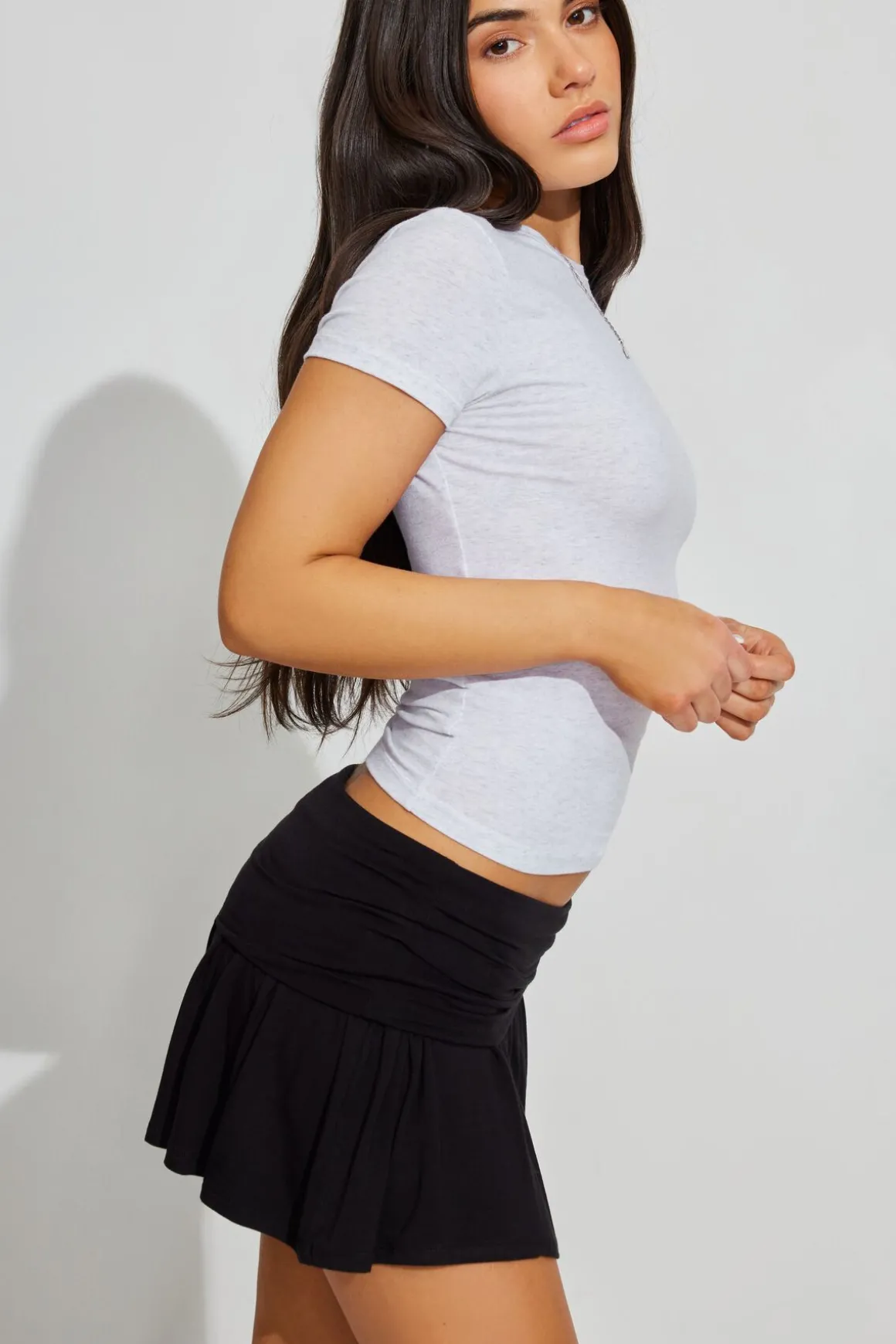 Cheap Flowy Knit Mini Skort Shorts & Skirts