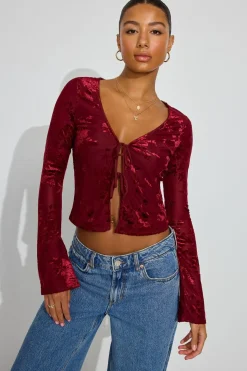 Discount Flyaway Burnout Long Sleeve Top Long Sleeve Tops