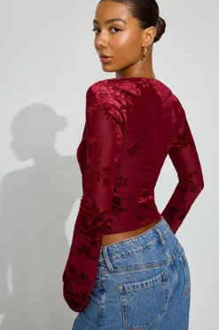 Discount Flyaway Burnout Long Sleeve Top Long Sleeve Tops