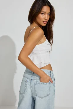 Cheap Flyaway Ruffle Babydoll Top Tank Tops