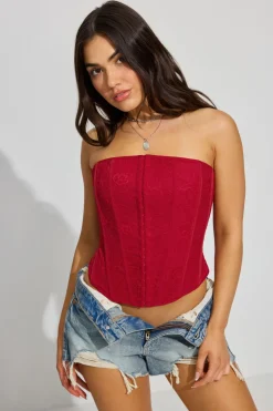 Best Sale Giselle Strapless Lace Corset Tank Tops