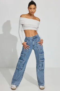 Sale High Rise Wide Cargo Jeans Cargos|Jeans