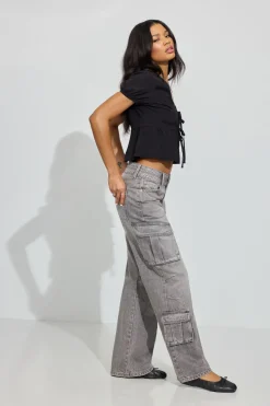 Store High Rise Wide Cargo Jeans Jeans