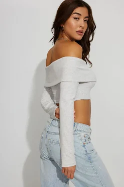 Store Kayla Foldover Off Shoulder Top Matching Sets|Long Sleeve Tops