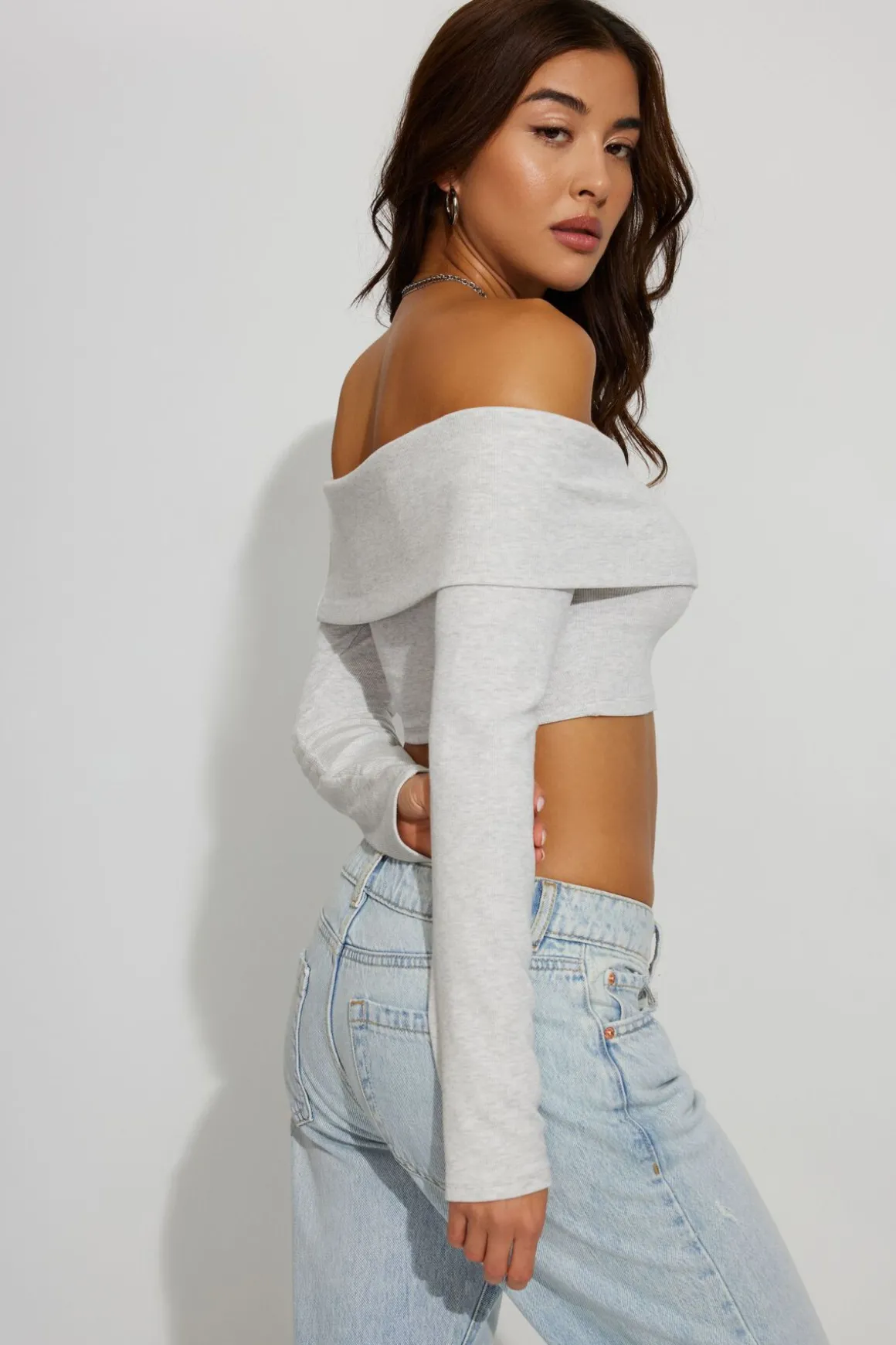 Store Kayla Foldover Off Shoulder Top Matching Sets|Long Sleeve Tops