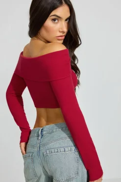 Cheap Kayla Foldover Off Shoulder Top Sweaters & Cardigans|Long Sleeve Tops