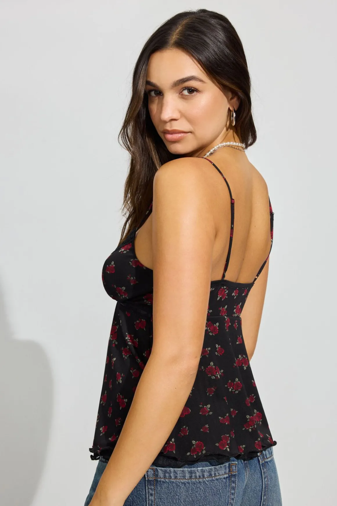 Shop Lace Trim Flyaway Cami Top Tank Tops