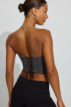 Fashion Lace Trim Strapless Bustier Tank Tops