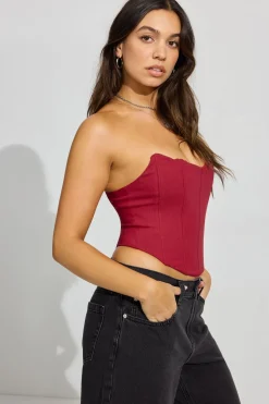 Cheap Lace Trim Strapless Bustier Tank Tops