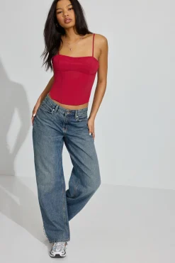 Clearance Lace Up Back Bustier Cami Top Tank Tops