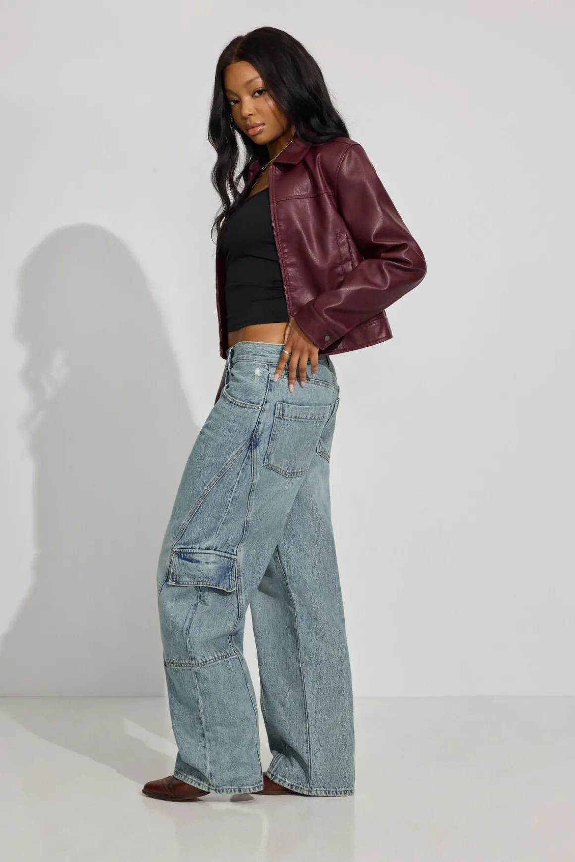 Online Low Rise Baggy Cargo Jeans Jeans