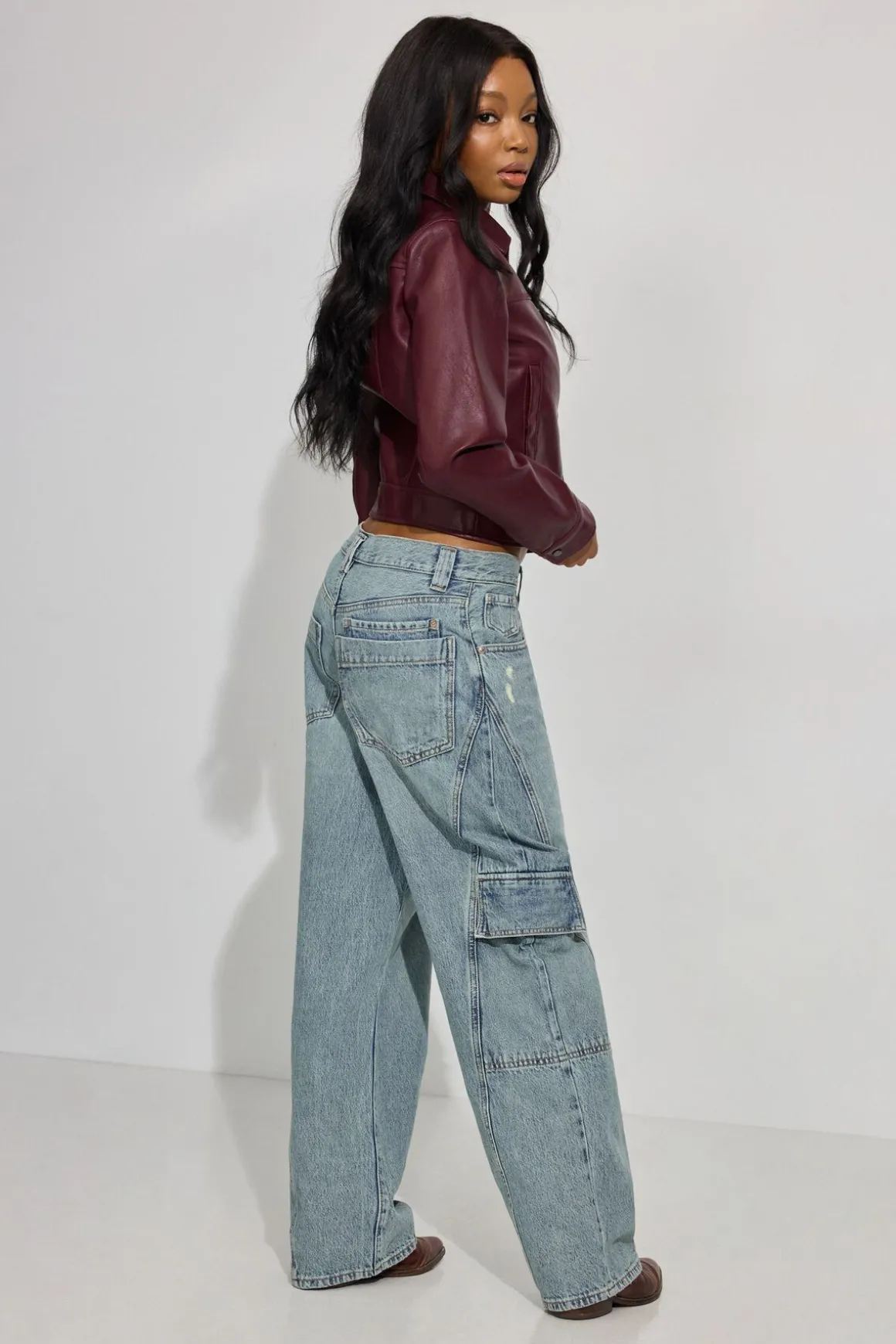 Online Low Rise Baggy Cargo Jeans Jeans
