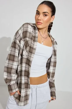 Shop Noah Plaid Button-Up Shirt Long Sleeve Tops