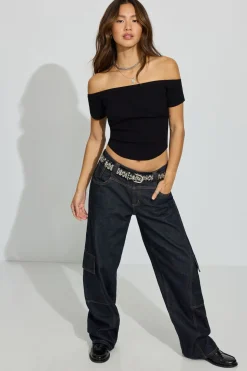 New Off Shoulder Short Sleeve Top Sweaters & Cardigans|Short Sleeve Tops