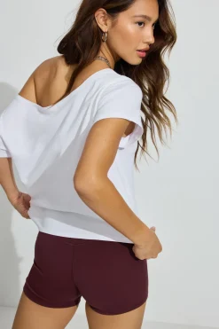 Online Off Shoulder T Shirt Short Sleeve Tops