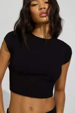 Hot Open Back Cap Sleeve T Shirt Activewear|Tops