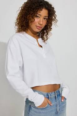 Flash Sale Oversized Henley Long Sleeve Top Tops|Long Sleeve Tops