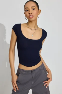 New Pamela Scoop Neck Tee Tops|Short Sleeve Tops