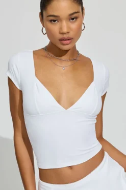 Discount Plunge Seamed T Shirt Short Sleeve Tops