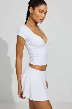 Discount Plunge Seamed T Shirt Short Sleeve Tops